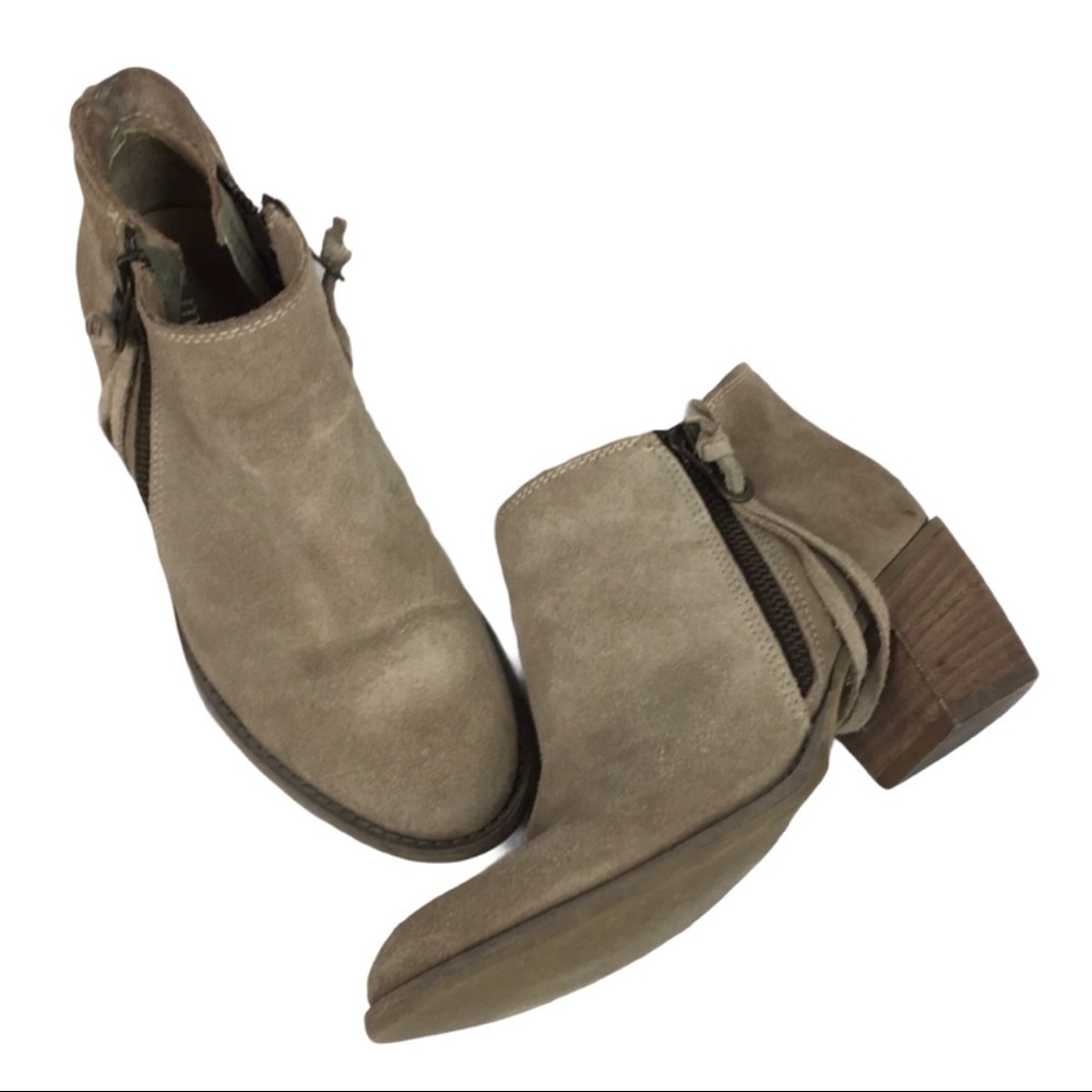 ❤️MINELLI ITALY TAN SUEDE DOUBLE ZIP ANKLE BOOTIE